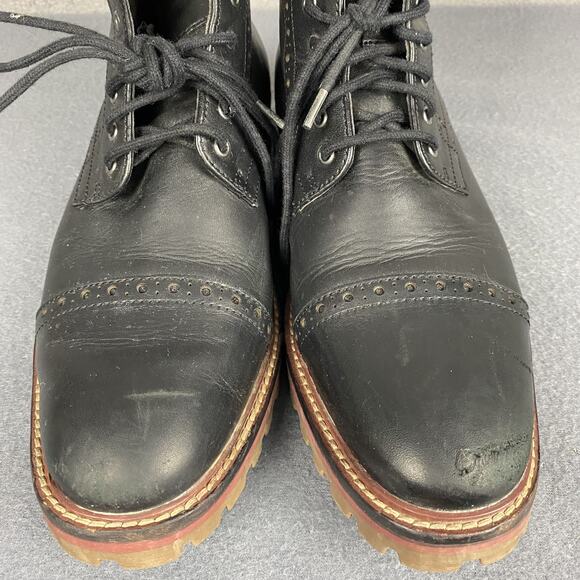 Warfield & Grand Boots Mens Size 8 Black Portola Leather Brogue Lace Up Lug Sole main image 7